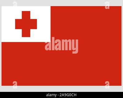 Beautiful national flag of Kingdom of Tonga, original colors and proportion. Simply vector illustration eps10, from countries flag set. Stock Vector