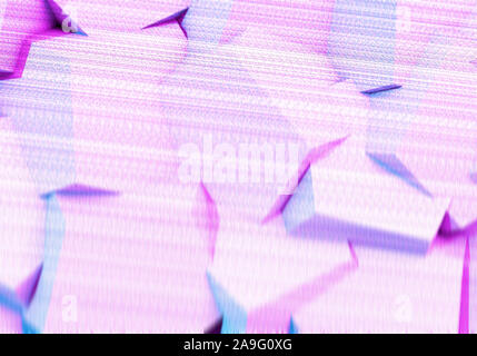 Abstract background with 3D shapes and broken tv glitch effect Stock Photo