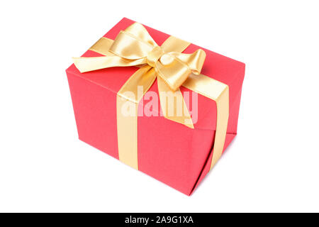 Beautiful gift box with bow isolated on white background Stock Photo