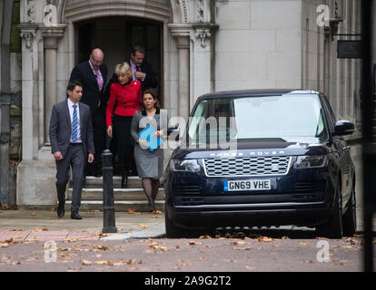 High Court, London, UK. 15th Nov 2019. Princess Haya bint Hussein leaves the High Court with her lawyer Baroness Fiona Shackleton and her team. She is trying to gain custody of her children in a dispute with Sheikh Mohammed bin Rashid Al Maktoum. Credit: Tommy London/Alamy Live News Stock Photo