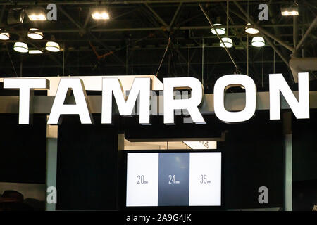 NEW YORK CITY - OCTOBER 24, 2019:  View of the Nikon Camera display at the 2019 PhotoPlus Expo in New York City, Stock Photo