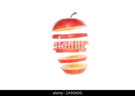 Sliced red apple isolated on white background Stock Photo