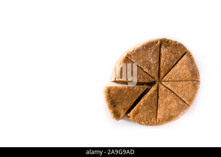 Traditional Christmas marzipan slice isolated on white background. Copy space Stock Photo