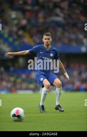 Jorginho of Chelsea during the Chelsea vs Leicester City Premier League match at Stamford Bridge -Editorial use only, license required for commercial Stock Photo
