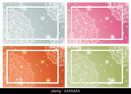 Four background with mandala patterns illustration Stock Vector