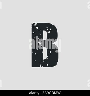 B letter grunge style simple design. Vector eps10 Stock Vector