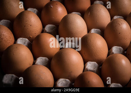 Closeup on eggs on a palette Stock Photo