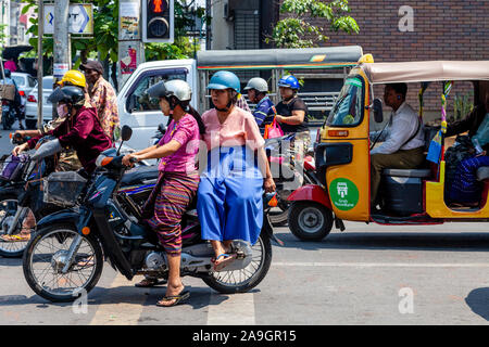 Traffic On The Streets Of Mandalay, Mandalay, Myanmar. Stock Photo