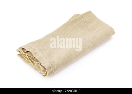 Folded napkin isolated on a white background. Kitchen textiles. Stacked photo Stock Photo