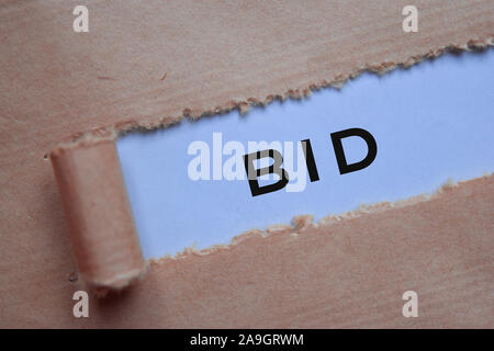 BID Text written in torn paper Stock Photo