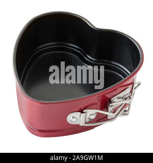 Baking pan heart isolated against white background Stock Photo