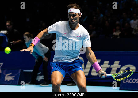 London, UK. 15th Nov, 2019. Rafael Nadal of Spain plays against Stefanos Tsitsipas of Greece on Day six of the Nitto ATP World Tour Finals at The O2 Arena on November 15, 2019 in London, England Credit: Independent Photo Agency/Alamy Live News Stock Photo