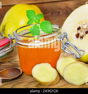 Quinces jam and ginger Stock Photo