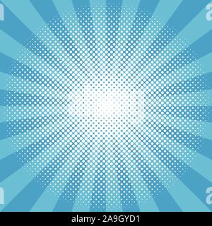 Winter snow round sunburst halftone blue pattern Stock Vector