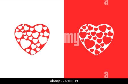 Heart icons. Happy Valentine's day symbols Red and white heart icons Vector illustration Stock Vector