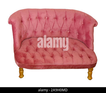Pink textile retro couch isolated on white Stock Photo