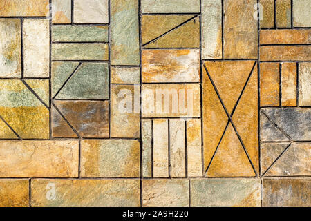 Background. Wall with different rectangles. Ornament background. Geometric background. Ancient geometric pavement. Geometric wall background with diff Stock Photo