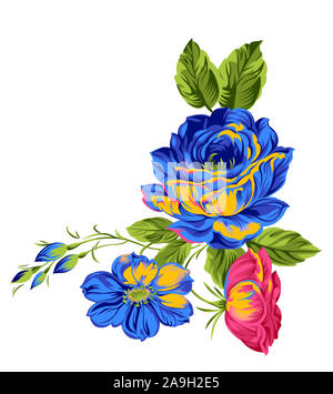 rose flower motif design white background Stock Photo