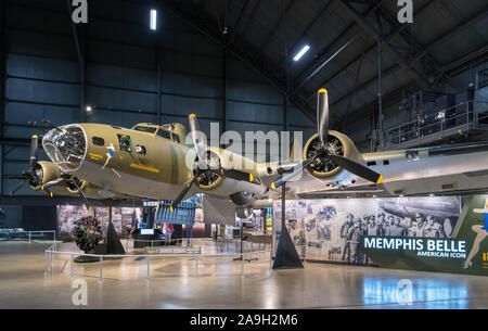 The Memphis Belle, a World War II Boeing B-17F Flying Fortress on display at the National Museum of the United States Air Force, Dayton, Ohio, USA. Stock Photo