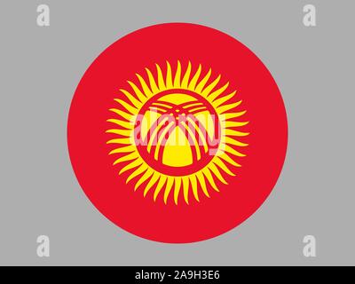 National flag of Kyrgyz Republic know as Kyrgyzstan . original colors and proportion. Simply vector illustration, from countries flag set. Stock Vector