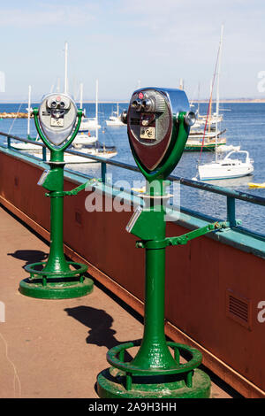 Pay to view binoculars by the Tower optical Company on the pier at Fishermans Wharf, Monterey, California, United States of America Stock Photo