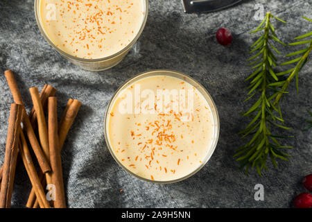 Homemade Eggnog in a Glass for the Holidays Stock Photo