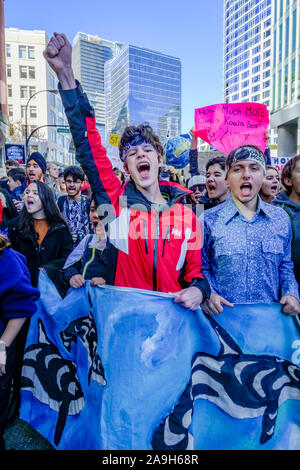 Thousands attend Climate Strike with Greta Thunberg, Vancouver, British Columbia, Canada Stock Photo