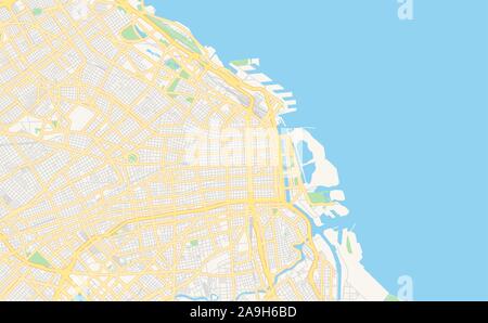 Printable street map of  Buenos Aires, Argentina. Map template for business use. Stock Vector