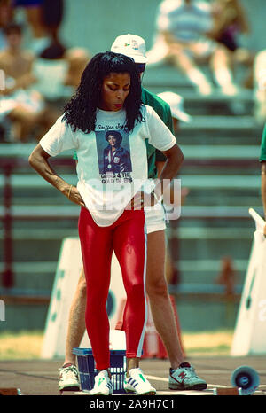 Florence Griffith Joyner competing at the 1988 US Olympic Team Trials. Stock Photo