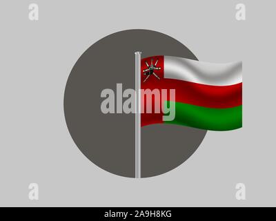 Beautiful national flag of Sultanate of Oman. original colors and proportion. Simply vector illustration eps10, from countries flag set. Stock Vector