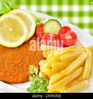 Cutlet and Potato Chips Stock Photo