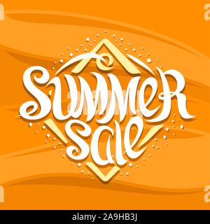 Vector lettering Summer Sale, banner with creative elegant calligraphy and abstract illustration of special decorative price tag, poster with calligra Stock Vector