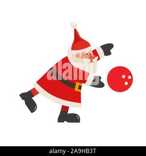 Santa Claus play bowling vector icon isolated on white Stock Vector