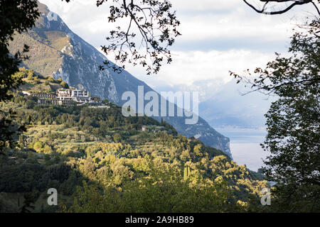 View of the Lefay Spa resort hotel in the hills above Gargnano Lake Garda, Italy Stock Photo