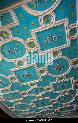 The ornate ceiling inside the Star Chamber at The Little Castle at Bolsover Castle, Derbyshire, England, UK Stock Photo