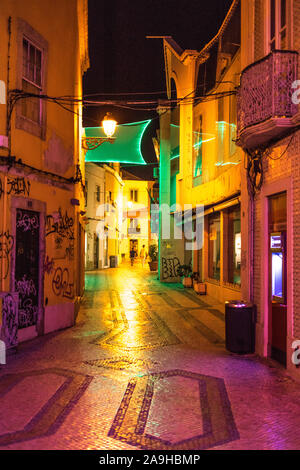 Europa, Portugal, Algarve, Faro, Nachtaufnahme, Innenstadt, Shopping, Nightlife, Stock Photo