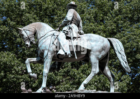 A statue of Major General James B. McPherson (1828 – 1864), a Union General in the Civil War. He was killed at the Battle of Atlanta on July 22, 1964. An inscription on the eastern side of the base reads: 'Erected by his comrades of the Society of the Army of the Tennessee.' The statue is the centerpiece of McPherson Square in northwest Washignton DC, bounded by K, I, 15th streets and Vermont Ave.