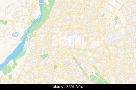 Printable street map of  Santa Cruz de la Sierra, Bolivia. Map template for business use. Stock Vector