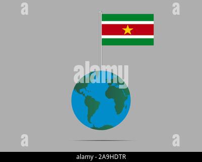 Beautiful national flag of Republic of Suriname. original colors and proportion. Simply vector illustration eps10, from countries flag set. Stock Vector