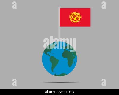 National flag of Kyrgyz Republic know as Kyrgyzstan . original colors and proportion. Simply vector illustration, from countries flag set. Stock Vector