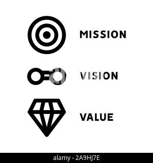 Mission. Vision. Values. Web page template. Stock Vector