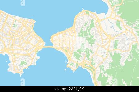 Printable street map of  Florianopolis, Brazil. Map template for business use. Stock Vector