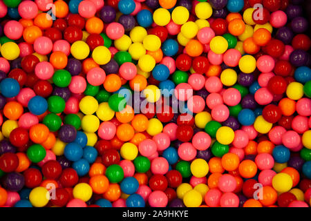 hard candy junk food in colorful sugar coated gum ball form Stock Photo