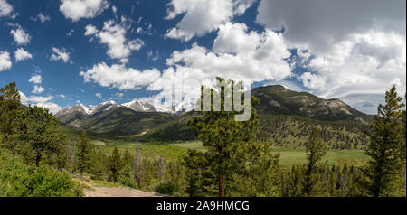 A panoramic view of McGregor Mountain at Rocky Mountain National Park in Colorado. Stock Photo