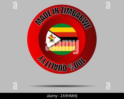 Beautiful national flag of African Zimbabwe, with emblem red star and eagle bird. original color and proportion. Simply vector illustration eps10, fro Stock Vector