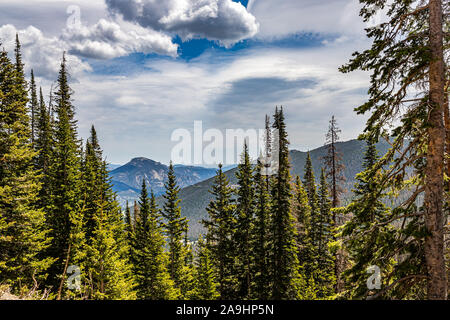 A panoramic view of Rocky Mountain National Park in Colorado from Trail Ridge Road. Stock Photo