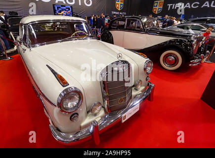 Bucharest, Romania - October 12, 2019: A 1957 Mercedes Benz 220S car is exposed at the Bucharest Auto Show, in Bucharest, Romania. This image is for e Stock Photo