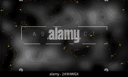 Black paper cut background. Decorations of realistic abstract textured pieces of paper with corrugated layers and golden luster. Stock Vector