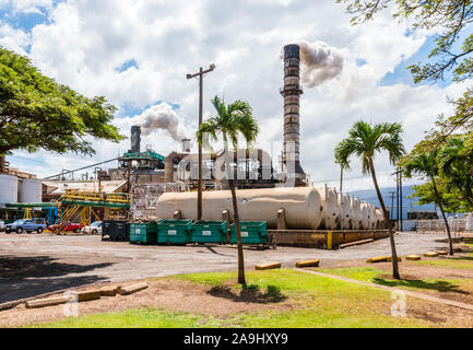 Pu‘unene Sugar Museum & Mill, Storage Tanks Stock Photo