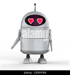 Automation matchmaker concept with 3d rendering android robot or artificial intelligence robot with cartoon character in love Stock Photo